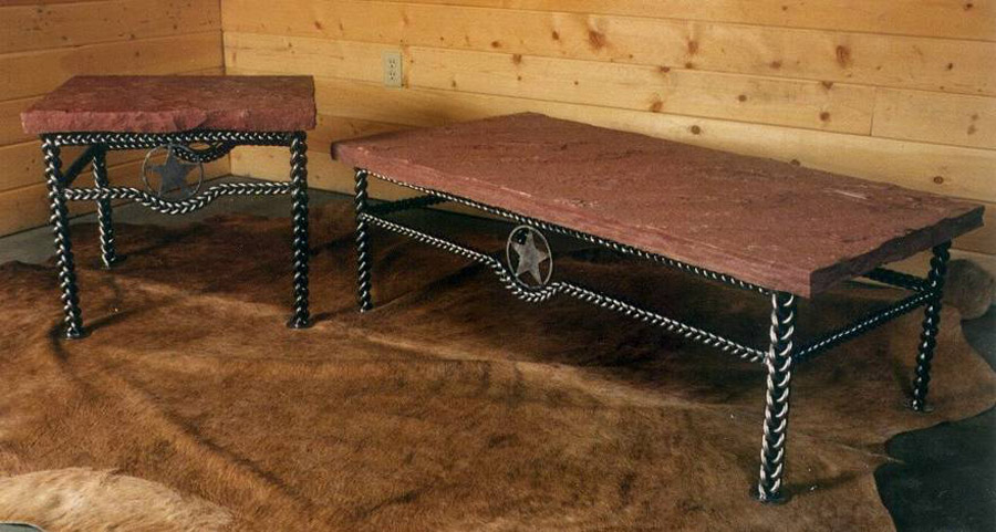 Braided Coffee Table With Rock Top
