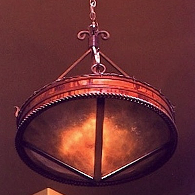 Fire Rock Chandelier With Mica Dome