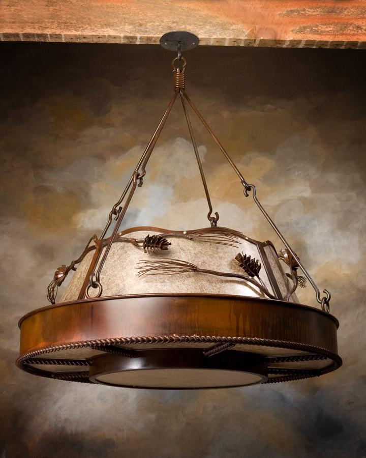 Mountain Wilderness Pine Cone Chandelier Frontier Iron Works Mountain Wilderness Pinecone Chandelier